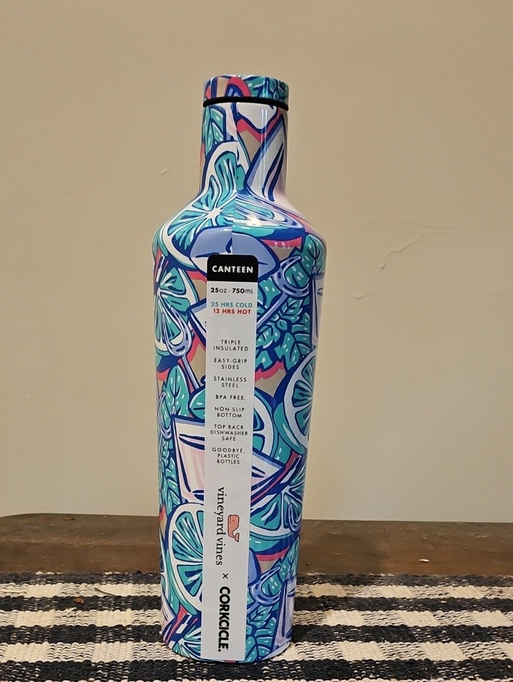 Corkcicle Patterned Canteen - Blue, Teal & Pink Accents